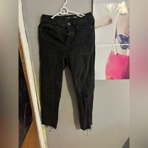 Black old navy jeans, one rip on the right knee